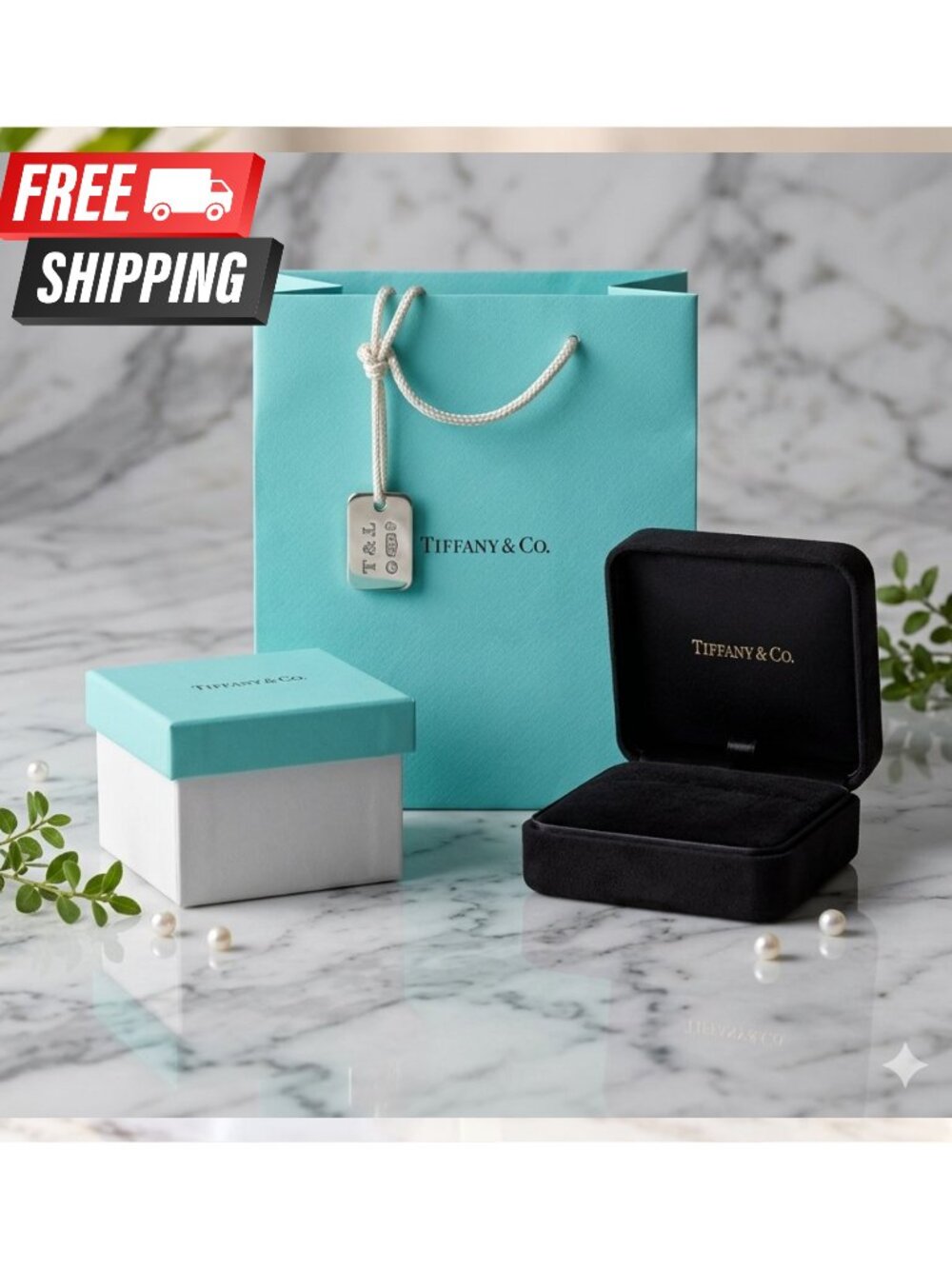Tiffany & Co. Black Jewelry Box Set – 5 Pieces – Empty Original Gift Packaging